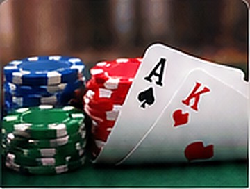 Poker chips and playing cards