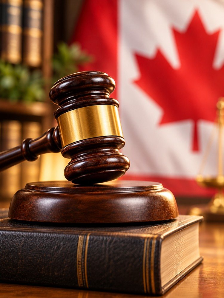 Gavel with Canadian maple leaf