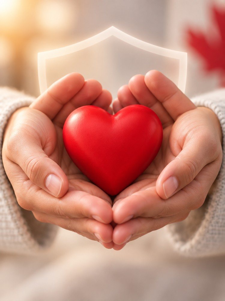 Hands holding a red heart representing responsible gambling