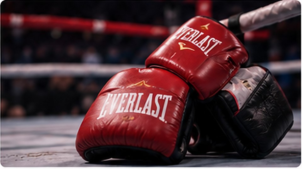 Boxing gloves and training gear beside a ring before a fight-night preparation session