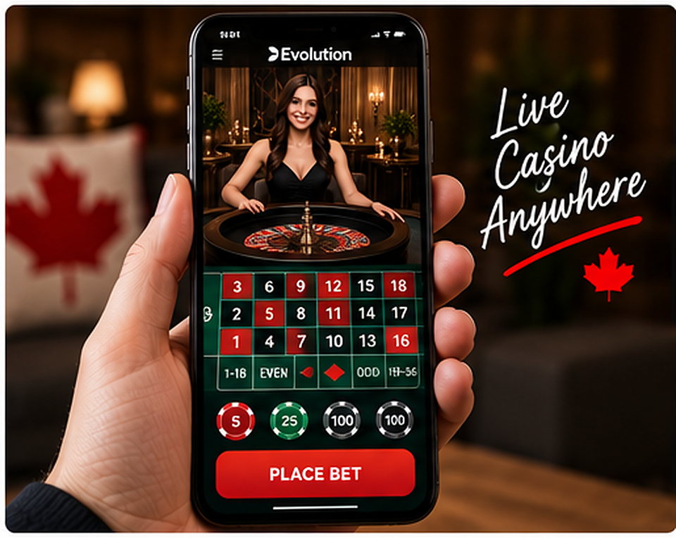 Live roulette streamed to a smartphone for mobile casino play in Canada