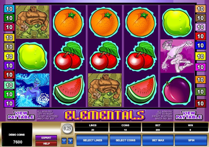 Elementals slot preview